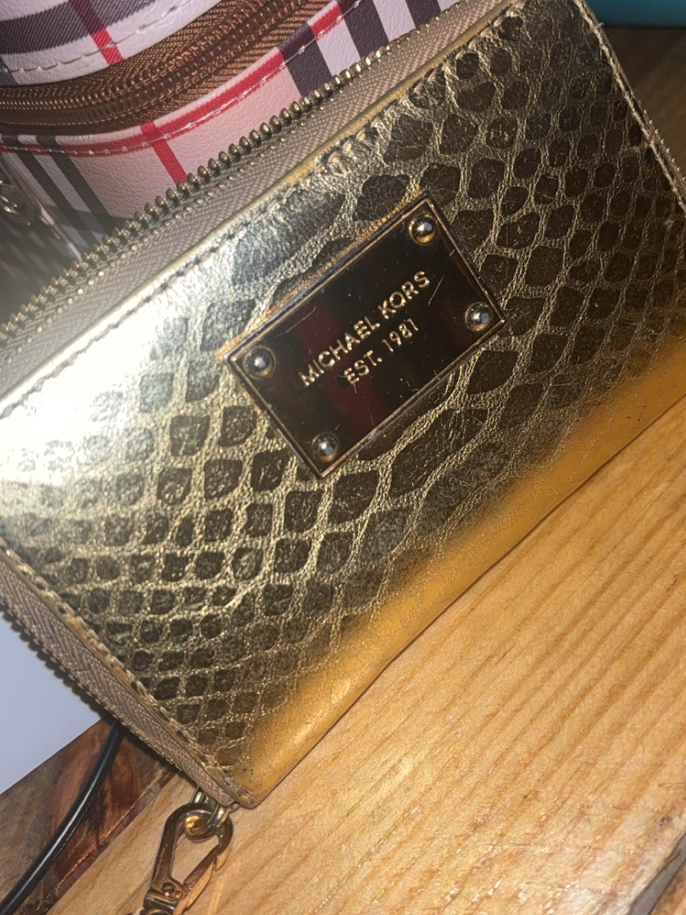 Michael Kors Gold Metallic Embossed Wristlet